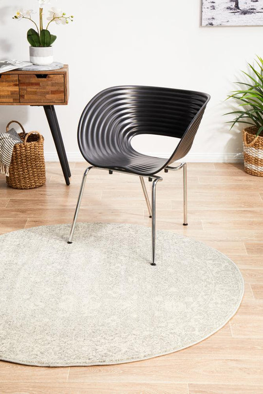 Esme Shine Silver Transitional Round Rug