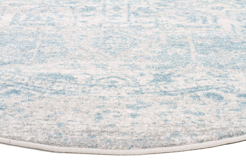 Esme Glacier White Blue Transitional Round Rug