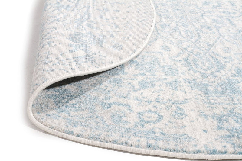 Esme Glacier White Blue Transitional Round Rug