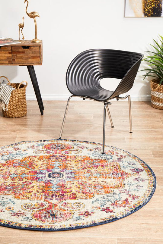 Esme Carnival White Transitional Round Rug