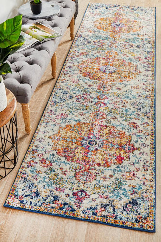 Esme Carnival White Transitional Runner Rug