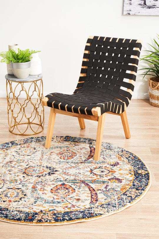 Esme Peacock Ivory Transitional Round Rug