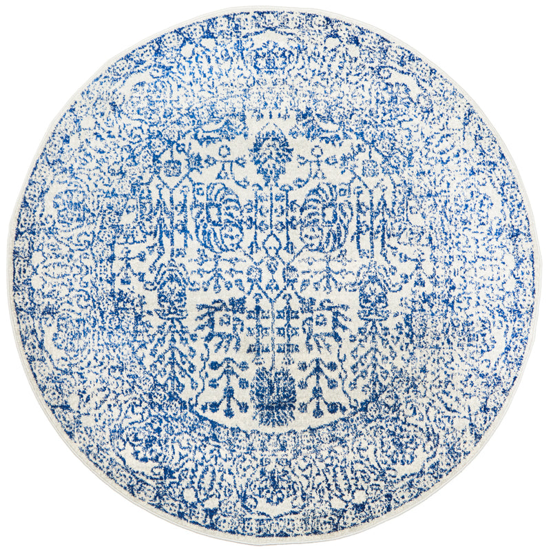 Esme Frost Blue Transitional Round Rug
