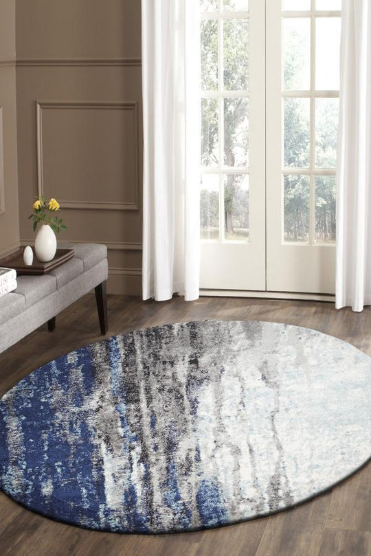Esme Slate Blue Transitional Rug Round -200x200cm