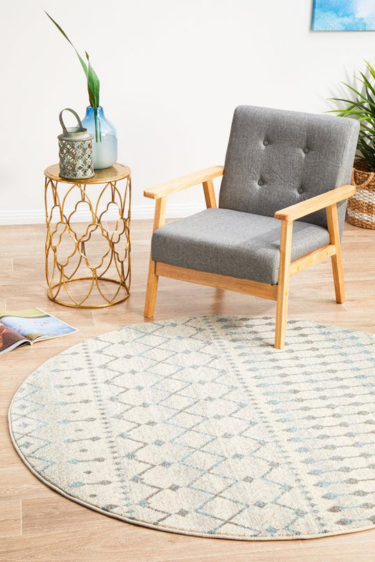 Esme Slate White Transitional Round Rug