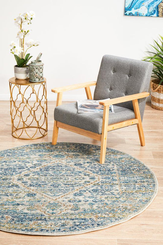 Esme Duality Silver Transitional Round Rug