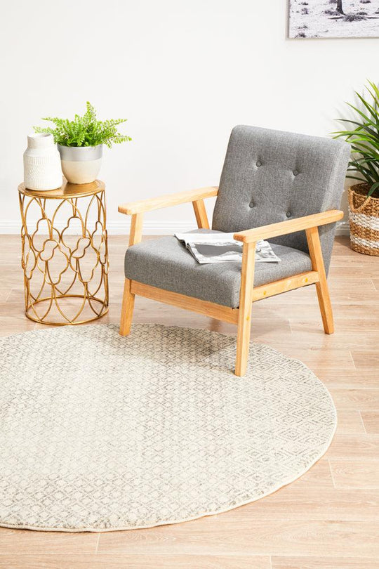 Esme Diamond Grey Transitional Round Rug