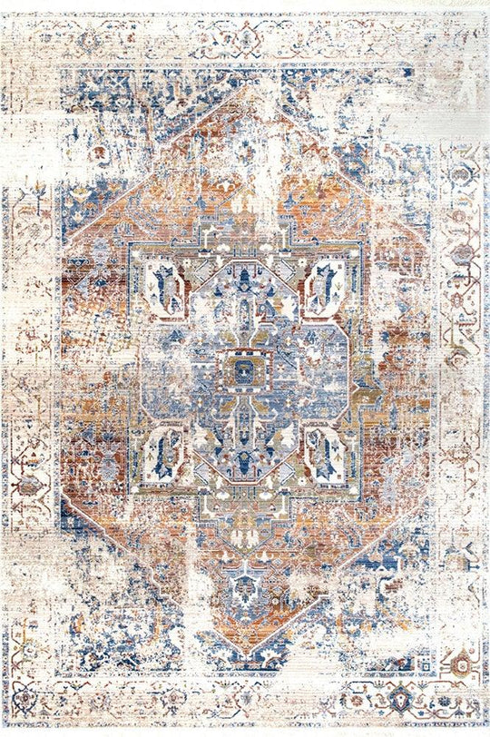 Ivory Vintage look Heriz Rug