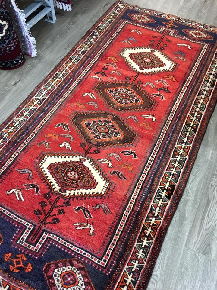 HAND KNOTTED PERSIAN RUG SHIRAZ 290X135 CM