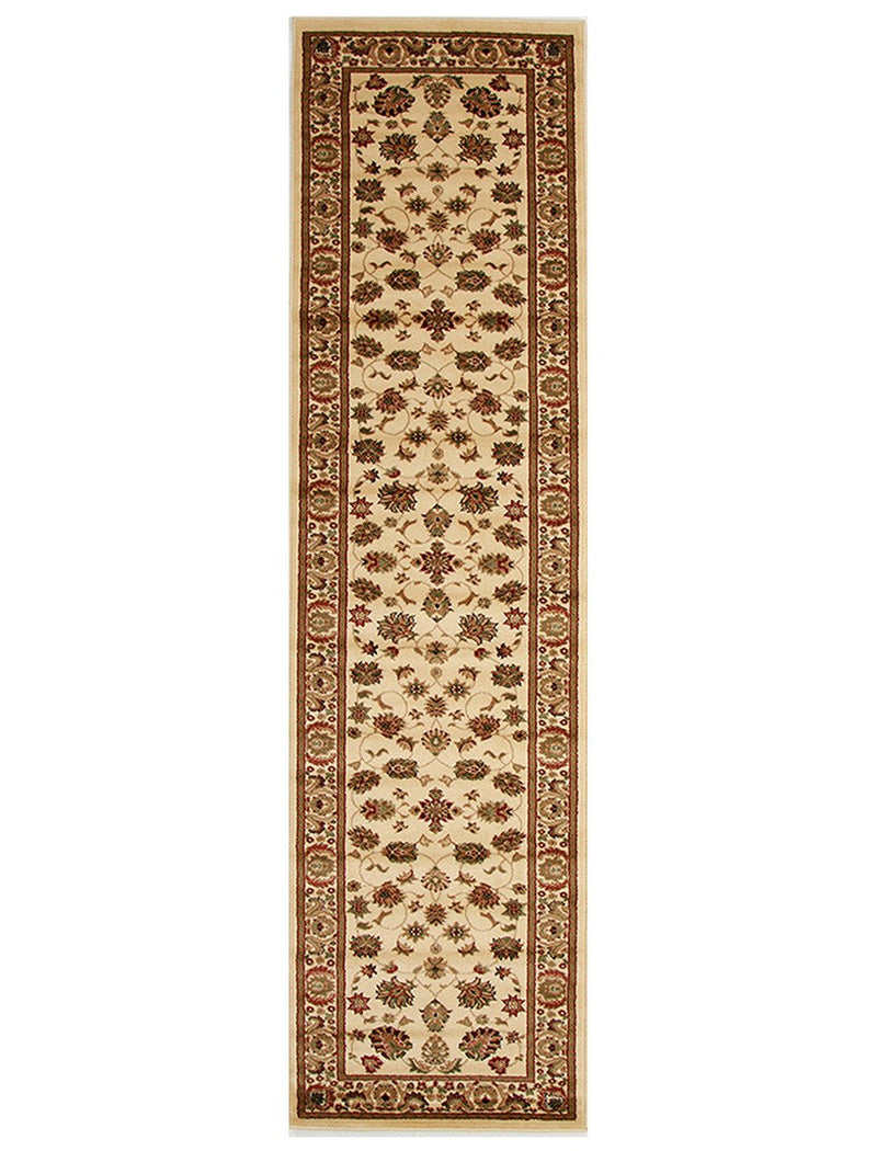 Traditional Floral Pattern Rug Runner Ivory