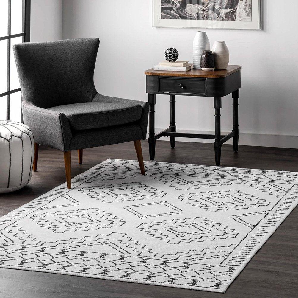 Gemma Machine Washable Transitional Leeroy White
