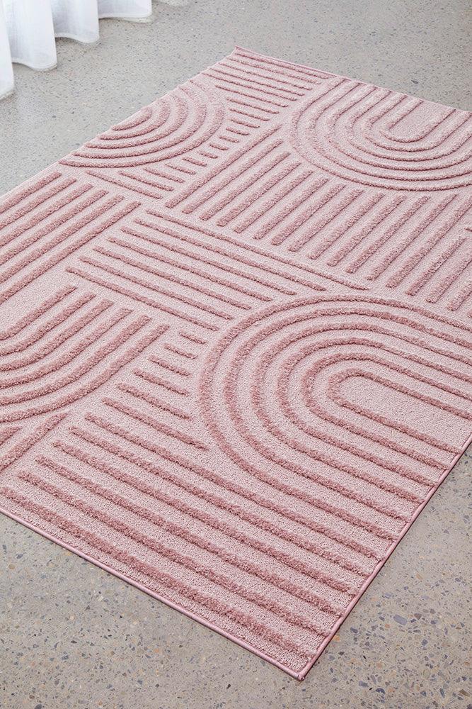 Power Loomed Marina Dior Pink Rug