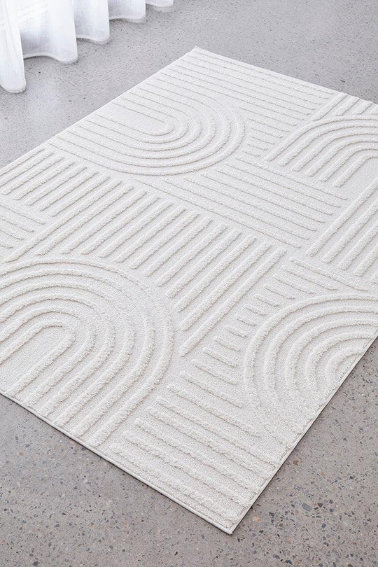 Power Loomed Marina Dior White Rug