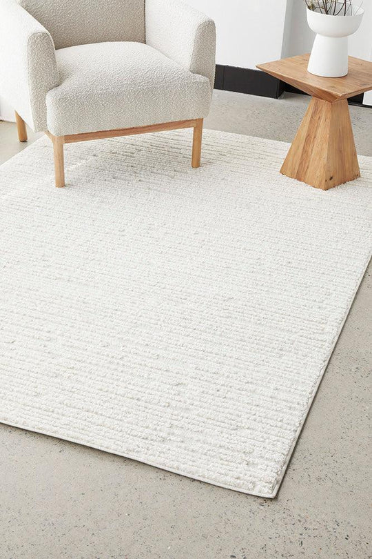 Power Loomed Marina Suri White Rug