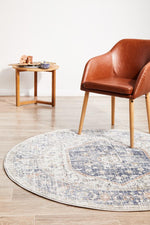 Aegina Blue Round Rug