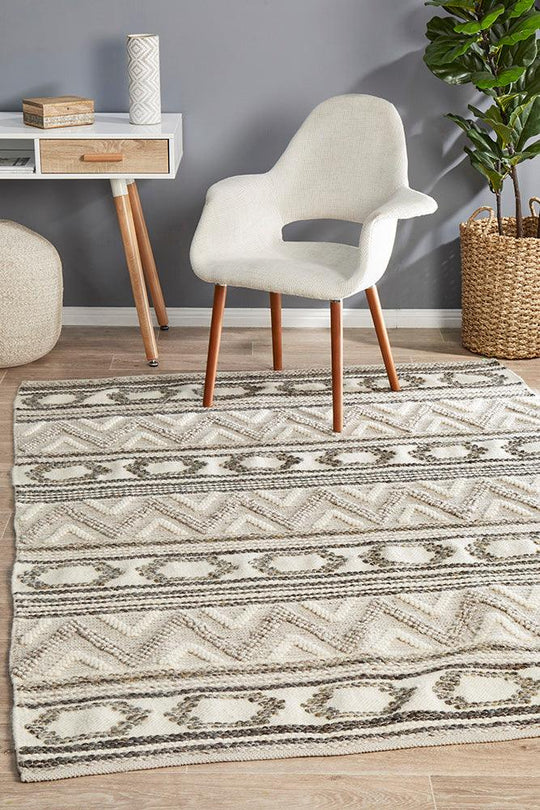 Amaya Hand-Loomed  Wool Stone Rug