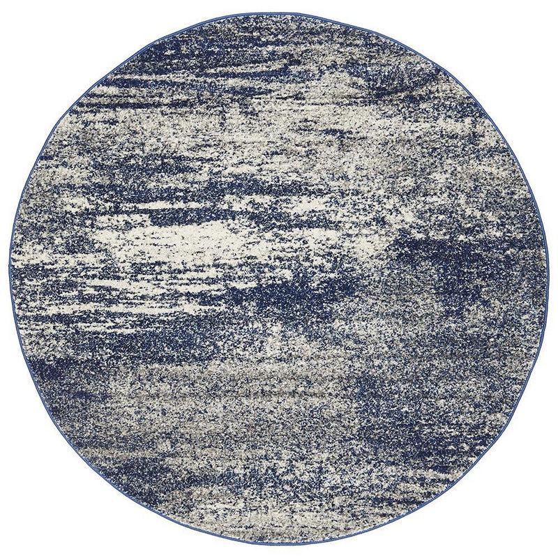 Susa Jahan Dunescape Modern Blue Grey Round Rug