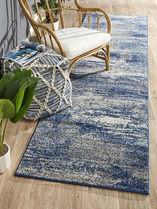 Susa Jahan Dunescape Modern Blue Grey Runner Rug
