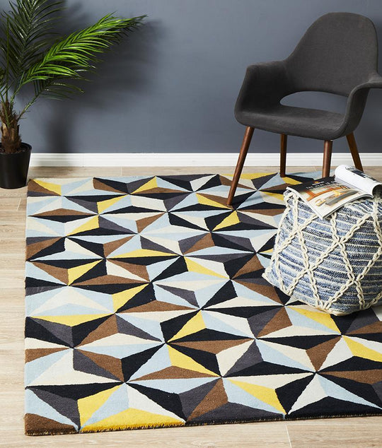 Crystal Designer Wool Blue Rug