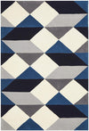 Digital Designer Wool Blue Grey White Rug