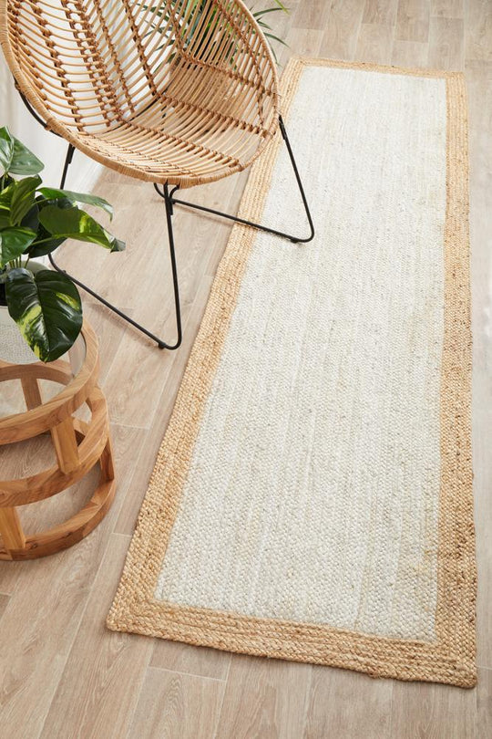 Sahra 333 White Natural Runner Rug