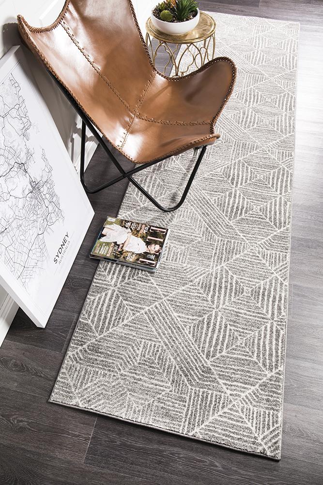 Aladdin Lina Contemporary Silver Runner Rug