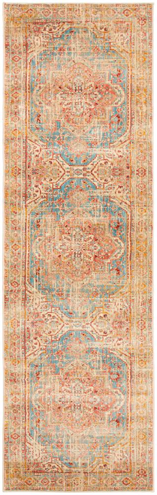 Helena Traditional Floral Faded Blue Modern Rug Runner