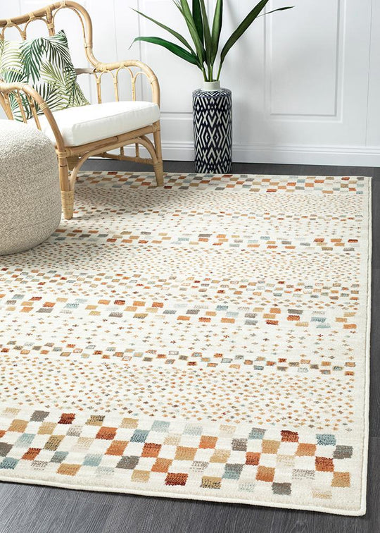 Asmita Squares Bone Rug