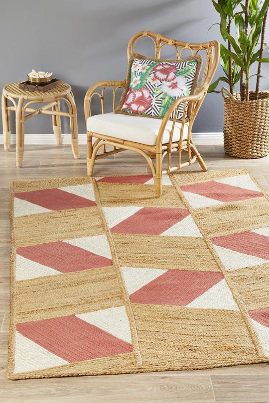 Array Hand-Crafted  Jute - Cotton Coral Rug