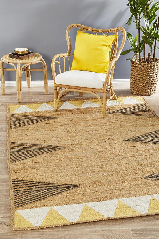 Array Hand-Crafted  Jute - Cotton Yellow Rug