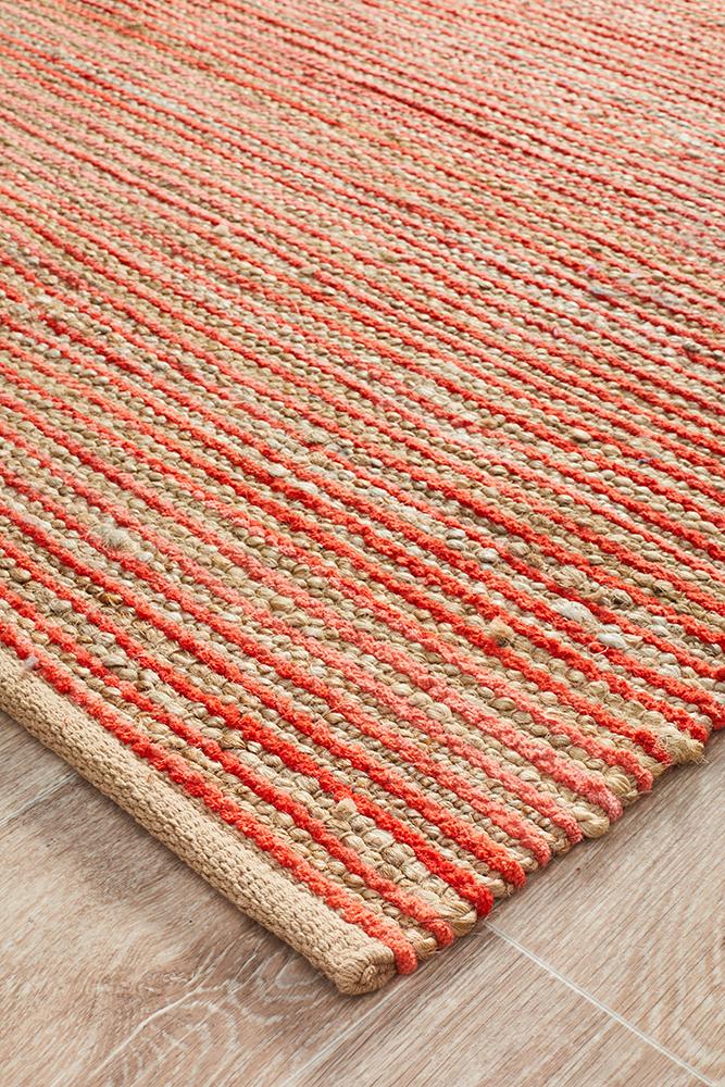 Array Hand-Crafted  Jute - Cotton Coral Rug