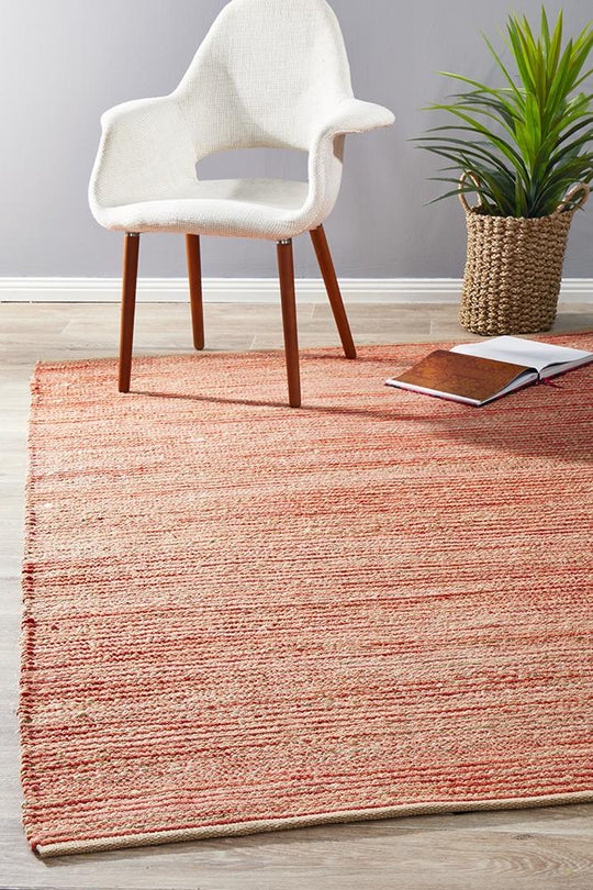 Array Hand-Crafted  Jute - Cotton Coral Rug