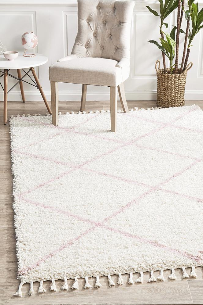 Bella Pink Fringed Rug-160X230CM