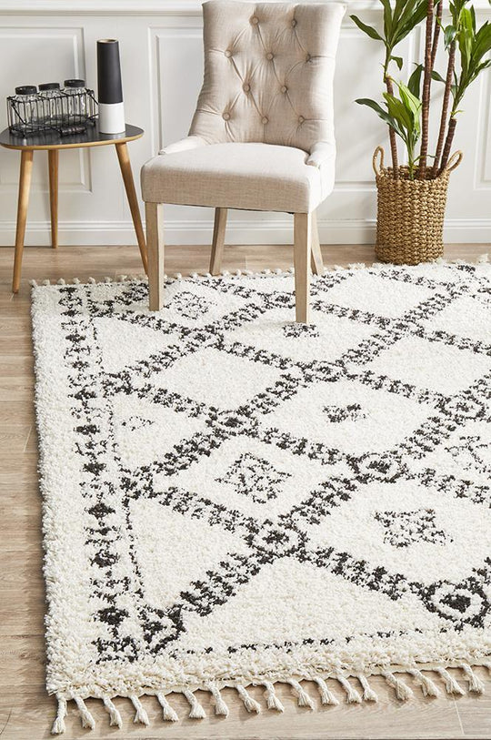 Jesper Bohemian-Style Black-Cream Rug