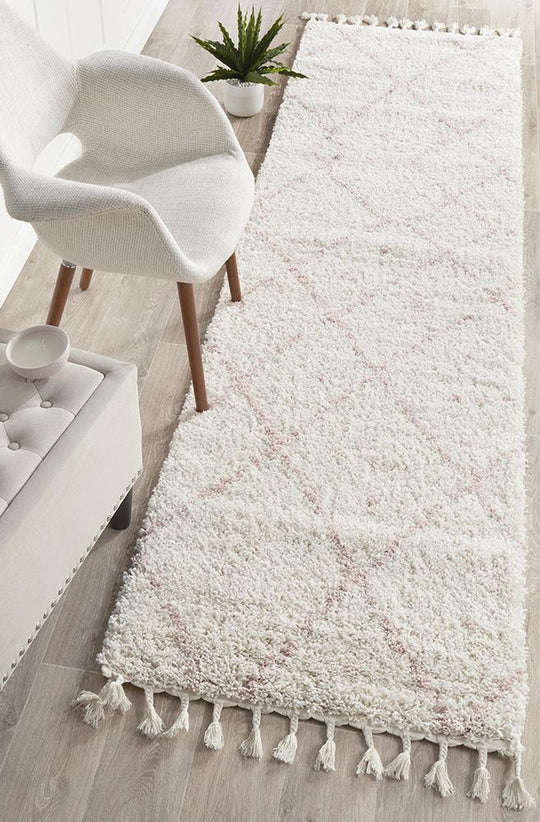 Laleh Pink Fringed Runner Rug