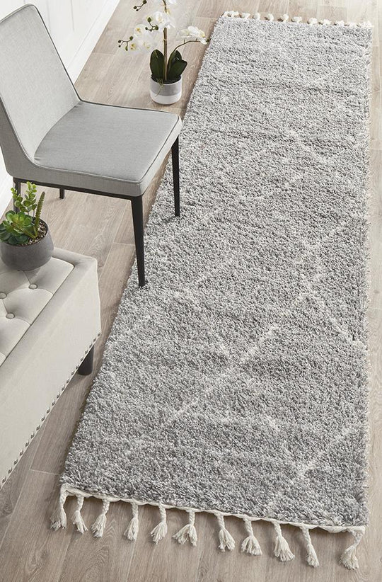 Laleh Silver Fringed Runner Rug