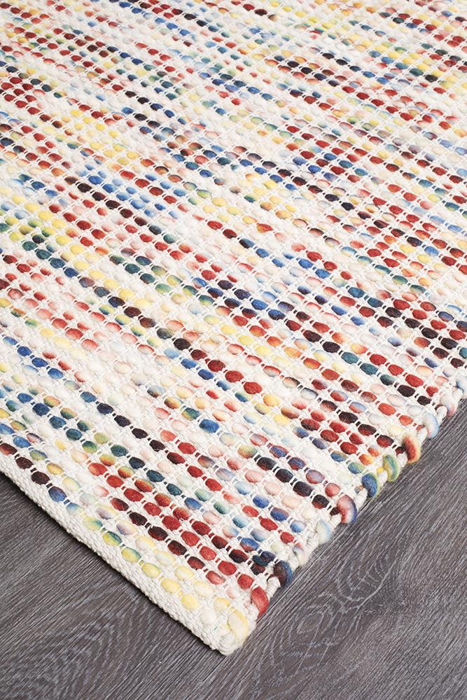 Hand Made  Felted Wool Rug Multi Natural
