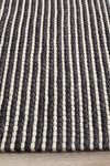 Sasha Wool Striped Rug Black White