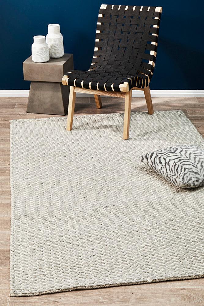 Sasha corina Woven Wool Grey White Rug