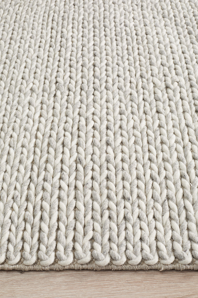 Sasha corina Woven Wool Grey White Rug