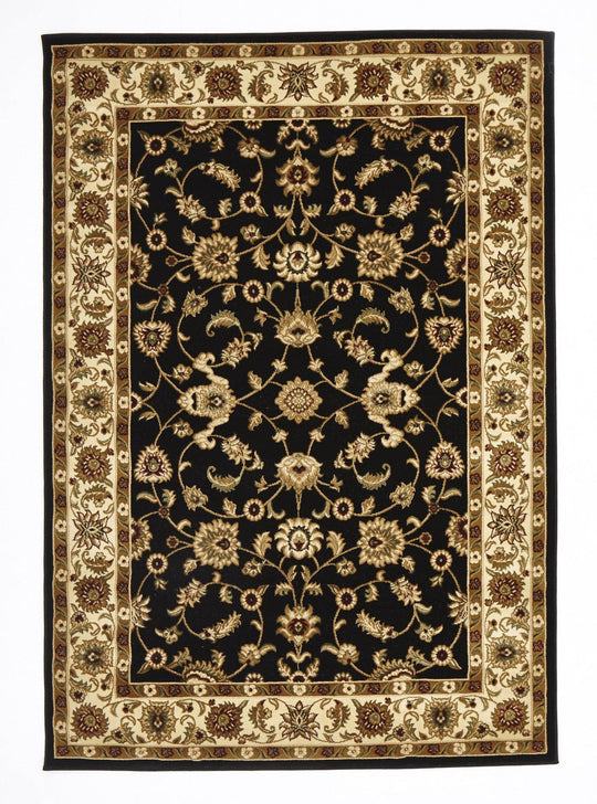 Sydney Classic Rug Black with Ivory Border