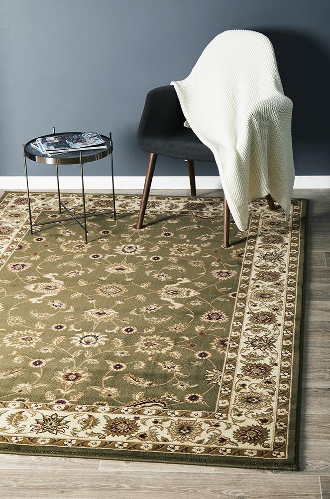 Sydney Classic Rug Green with Ivory Border