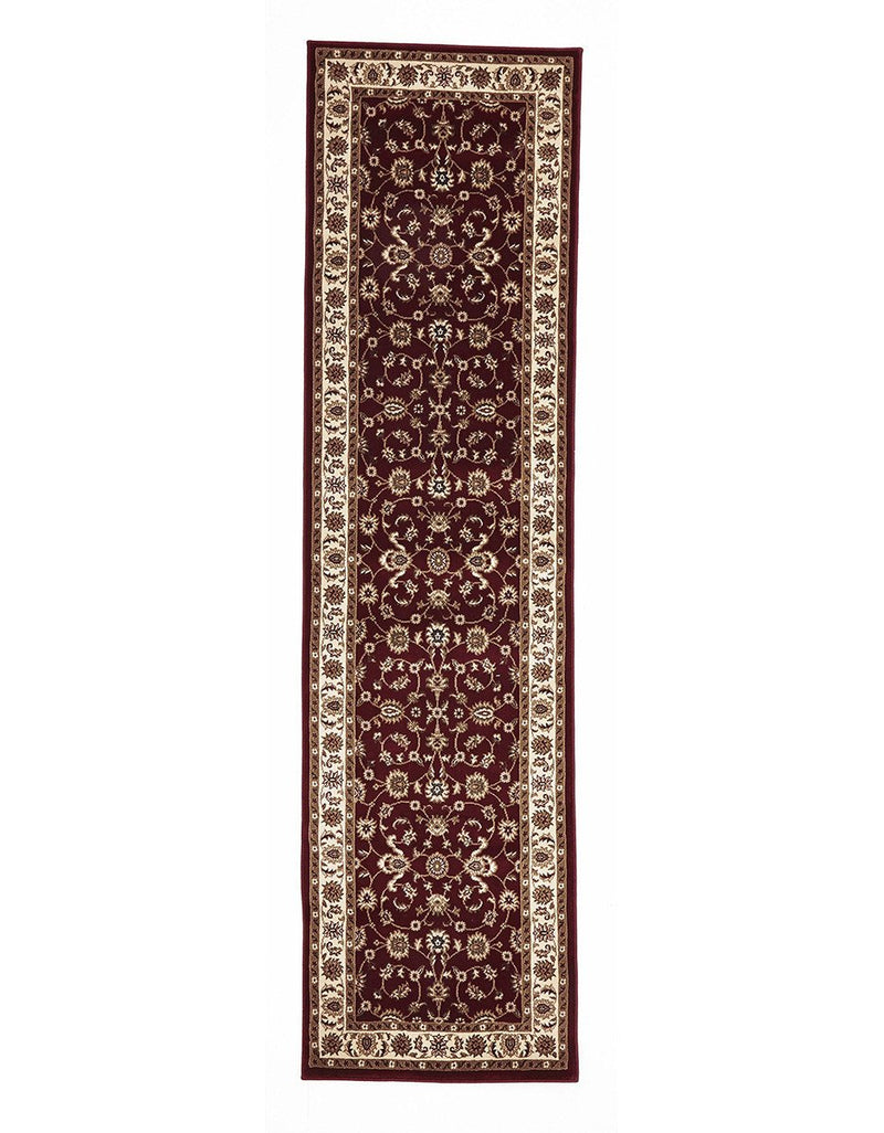 Sydney Classic Rug Runner Red with Ivory Border 400 x 80cm