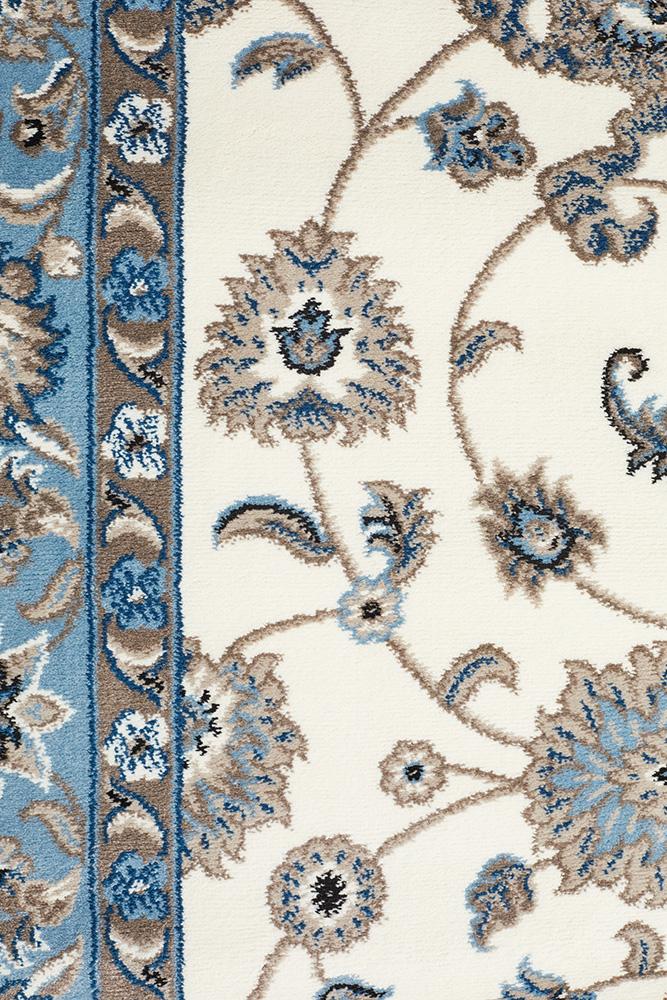 Persian Nain Design  Rug White with Blue Border