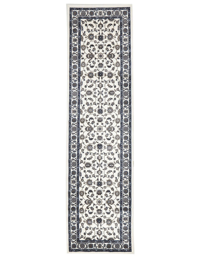 Persian Nain Design  Rug Runner White with White Border