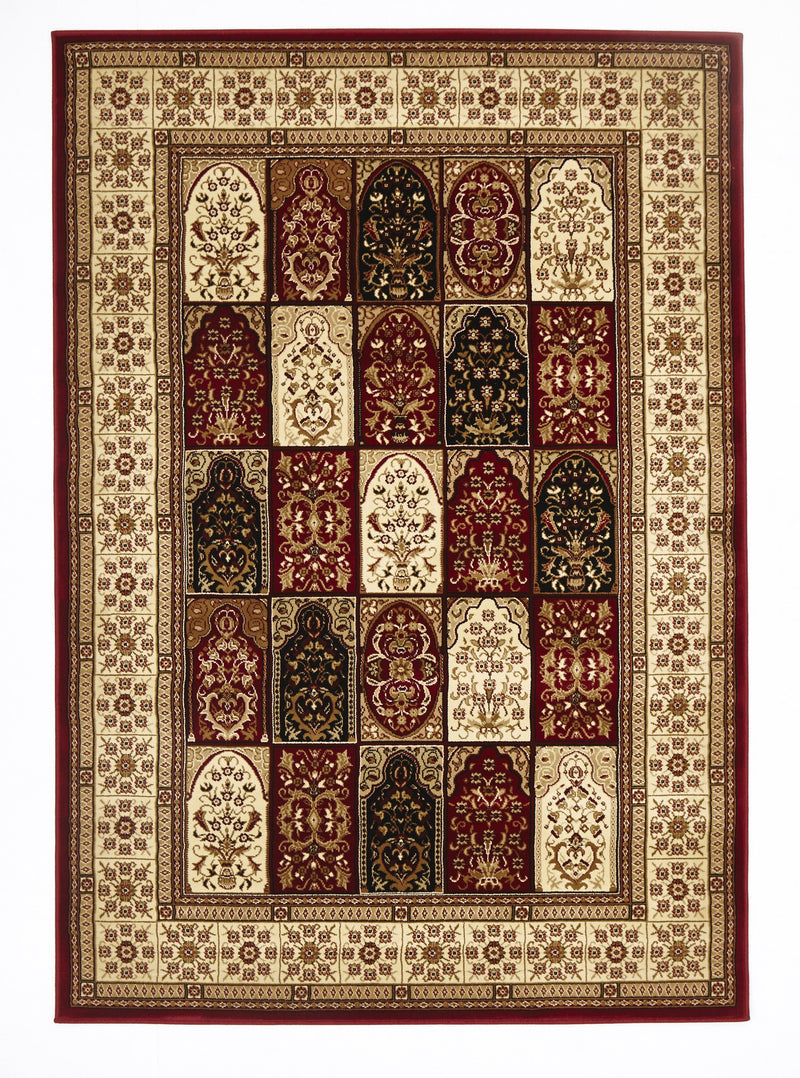 Sydney Traditional Panel Pattern Rug Burgundy - aladdinrugs - 1