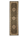 Persian Design  Medallion Rug Runner Green with Ivory Border
