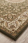 Persian design Medallion Rug Green with Ivory Border