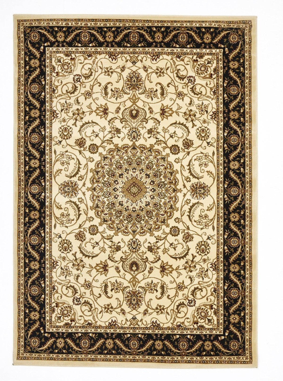 Sydney Medallion Rug Ivory with Black Border - aladdinrugs - 1