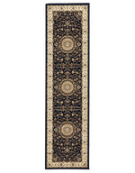 Persian design  Medallion Rug Runner Blue with Ivory Border